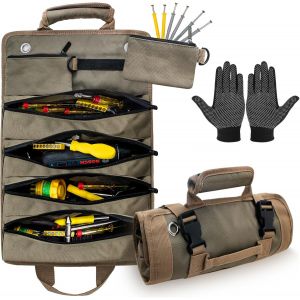 CHECARZHN--NO1-Sac À Outils - Sac À Outils Vide - Sac À Outils Professionnel Multi-U s Avec 6 Poches Zippées - Pour Électricien, Moto, Vélo, Artisan, Famille, Cadeau De Paternité - Neuf