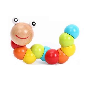Jouet Musical En Bois, Jeu Interactif Parent-Enfant, Jeu D'enfilage De Perles/De Branchement Pour Tout-Petits, Cadeau De Pâques Pour Enfants-Chenille - Neuf