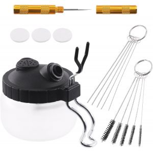 LETNERNY-Le Kit De Nettoyage Pour Aérographe De 12 Pièces Contient Un Pot De Nettoyage En Verre Avec Support, 5 s De Nettoyage, 5 Aiguilles De Nettoyage, 1 Aiguille De Lavage, Un Nettoyant Pour - Neuf