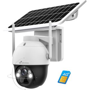 Cam&eacute;ra de Surveillance de s&eacute;curit&eacute; 360&ordm; 4G(SIM)+Panneau Solaire 7W-Batterie Longue dur&eacute;e 18000mAh-2K-Convient &agrave; l'ext&eacute;rieur-Vision Nocturne+LEDs-Audio bidirectionnel-Application EseeCloud - Neuf