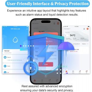 Détecteurs D'eau Wifi (Wifi 2,4 G), Capteur D'eau 90 Db Et Alarme D'application, Alarme D'eau Sans Fil, Pour Tuyaux, Chambre À Coucher, Cuisine, Salle De Bain, Cave(Lot De 2) - Neuf