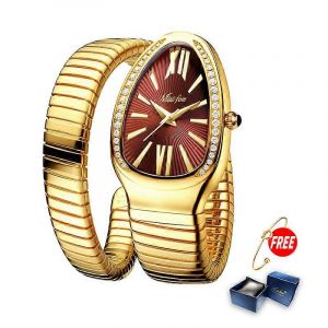 Montre Femme De Luxe En Forme De Serpent, En Acier Dor&eacute;, &Agrave; Quartz, R&eacute;f&eacute;rence B-1221-Gre-1 - Neuf
