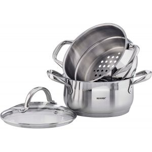 Gourmet | Faitout Cuiseur De Cuisine | Faitout Avec Couvercle Et &Eacute;vacuation | Contenance 2,2 L | Acier Inoxydable | Tr&egrave;s R&eacute;sistant, Facile &Agrave; Nettoyer Et Pour Tous Types De Cuisini&egrave;res - Neuf