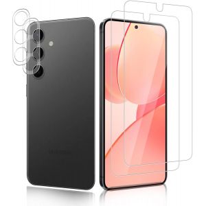 Kal-Lot De 2 + 2 Films De Protection D'écran En Verre Blindé Pour Samsung Galaxy S24 Avec Film De Protection Pour Appareil Photo, Anti-Traces De Doigts, Anti-Rayures Et Anti-Bulles Pour Galaxy - Neuf
