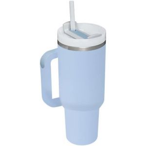 Sjzg-Gobelet De Conservation Du Froid Pour Voiture - Bouteille D'eau Chaude Avec Poignée - Pour Sports De Plein Air - Voyage - 1200 Ml - Portable - Bleu Ciel - Neuf