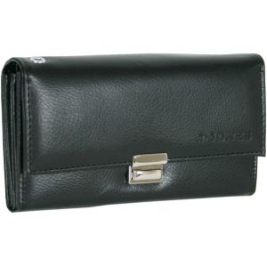 J.Jones Portefeuille Taxi En Cuir V&eacute;ritable Avec Grand Compartiment Pour Pi&egrave;ces De Monnaie Noir - Neuf