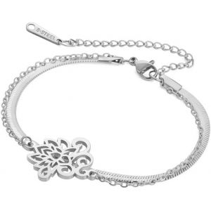 Eryi-Bracelet À Double Couche De Fleur De Lotus En Acier Inoxydable Bijoux D'inspiration Yoga Pour Femmes Charmantes - Neuf
