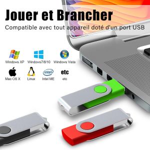 CMJAAGUR-Cle Usb 8 Go, Clé Usb 2.0 Flash Drive Clef Usb Pivotant Stockage Disque Mémoire Stick Pendrive (10 Couleurs 8Gb*50Pcs)[M386] - Neuf