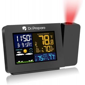 Dr.Prepare Le Réveil À Projection Réveil Avec Projection Station Météo Horloges Stations Météo Réveil Numérique Avec Capteur Extérieur Montre La Température Pour Chambre Bureau Salon Out2 - Neuf