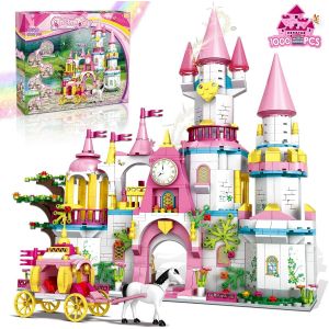 Ch&acirc;teau De Princesse Rose - Jouet De Construction Stem Pour Filles 6-12 Ans - Kit Cr&eacute;atif Avec Carrosse - Blocs De Construction Friends Castle - Neuf