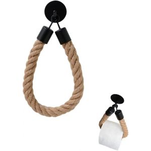 KALANKA-Support Papier Toilette sans Percage Porte Papier Toilette Mural Corde Vintage Porte Rouleau Papier Toilette D&iquest;&iquest;rouleur Papier Toilette Corde Porte Papier Toilette Corde Vintage - Neuf