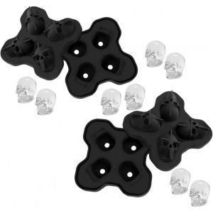 Bac À Glaçons 3d En Silicone Avec Tête De Mort, Avec Couvercle, Réutilisable, Pour Eau, Whisky, Cocktails, Lot De 2 - Neuf