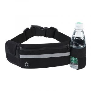 Sac banane/ceinture de sport imperm&eacute;able - Ceinture d'entra&icirc;nement avec bandes r&eacute;fl&eacute;chissantes noires - Neuf