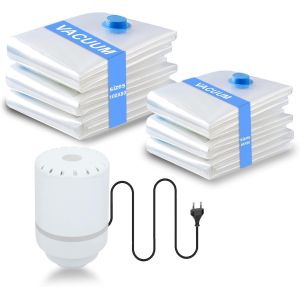 TIANYI-Sac Sous Vide Vetement Aspirateur R&eacute;utilisable avec Pompe - PE+PA Haute R&eacute;sistance - Lot de 6 (3 * 100x80cm, 3 * 80x60cm), Housse Sous Vide pour Couette/Literie/Oreillers/Couvertures/Peluche - Neuf