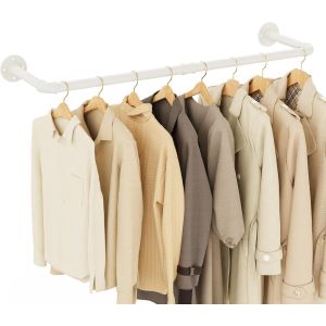 Tringle &agrave; V&ecirc;tements Murale 94cm, Portemanteaux Muraux, Porte Manteau Mural Industriel, pour Salle de Bain, Vestiaire, Couleur Cr&egrave;me,1-Pack, YMG002BW-1 - Neuf