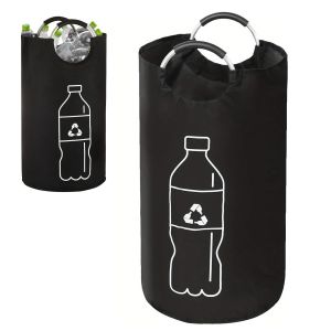 JEXNOVASHOP-90 L Collecteur de Bouteilles de Consigne, Panier &agrave; Linge Pliable avec Poign&eacute;es Souples, Collecteur de Bouteilles, Conteneur pour Vides et Verre Usag&eacute; Stocker des V&ecirc;tements(Noir) - Neuf