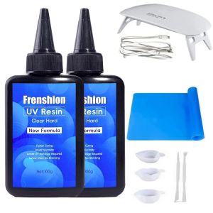 Lampe Uv + 200G Formule De Mise &Agrave; Niveau Cristal Clair Uv R&eacute;sine Solaire Durcissement Solaire Activ&eacute; R&eacute;sine Uv Rigide + Mat + Fabrication De Bijoux, Outils De Moulage Et De Rev&ecirc;tement Et Bricolage - Neuf