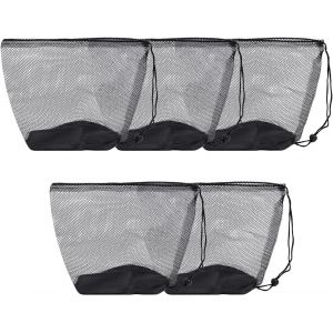 Acdsgd-Let's In Style 5 Sac En Filet Noir 7.87" X 9.84" Sac De Rangement En Filet Avec Cordon De Serrage Sac En Maille Respirante Avec Cordon De Serrage Pour Cosm&eacute;tiques Gels Douche Bouteilles Pots Outils - Neuf