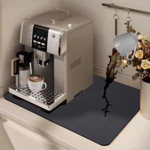 Kalanka-Tapis De Machine À Café, 40 X 50cm Tapis De Séchage À Vaisselle De Plat Absorbant, Tapis Antidérapant Pour Bar À Café Tapis De Déversement, Tapis Egouttoir Pour Vaisselle - Neuf