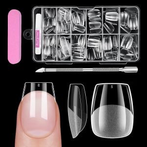 Kal-Capsule Americaine Ongle Cercueil Court, 120 Pièces Capsules Ongles 12 Tailles Pose Americaine Ongle Avec Colle, Ongle Blocs, Pousse-Cuticules, Faux Ongles Et Capsules Cercueil Court-Xxs - Neuf