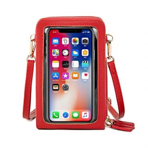 Portefeuille Mobile À Bandoulière À Écran Tactile,Sac À Bandoulière Blindé Avec Fente Pour Carte,Sangle Réglable,Mesdames,Grand Rouge - Neuf
