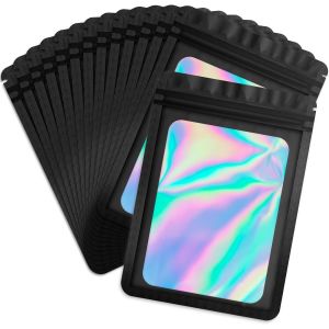100 Pack Holographic Jewelry Bag Petite Entreprise Polyester Film D'emballage Sac Refermable Fermeture À Glissière Sac Refermable Emballage De Bonbons(8x11 Centimètres) - Neuf