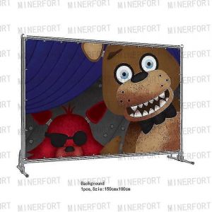 Figurines Anime Cinq Fnaf Fournitures De Fête D'anniversaire Vaisselle Jetable Assiettes En Papier Tasses Ballons Gâteau Pour Enfants Décorations-Fond 1pcs 4 - Neuf