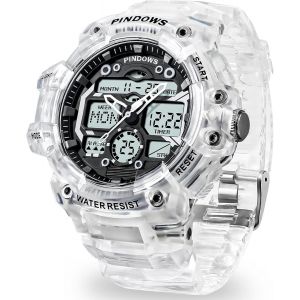Montre Homme Montre Digital Sport Homme,Lumi&egrave;re Led 7 Couleurs,Grand &Eacute;cran Analogique Digital Montre &Eacute;tanche Avec 3 Alarmes,Compte Rebours,Chronom&egrave;tre Et Heure Double Montres Militaires.[J405] - Neuf