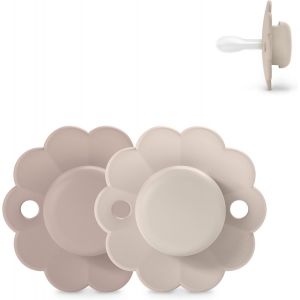 Lot De 2 Sucettes B&eacute;b&eacute; 0/6 Mois,Sucette Ronde Avec T&eacute;tine Sym&eacute;trique Sx Pro En Silicone,R&eacute;versible,Plate,Flexible,Respecte Le D&eacute;veloppement Buccodentaire,Nouveau-N&eacute;,Wonder Mauve - Neuf