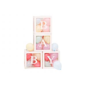 4 bo&icirc;tes &agrave; ballons transparentes avec 26 autocollants alphabet AZ pour No&euml;l - Neuf