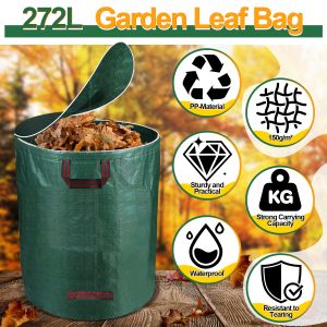 Sac &Agrave; D&eacute;chets Avec Couvercle Lot De 3 272l Sac De D&eacute;chets De Jardin Pliable Sacs R&eacute;utilisable - Neuf