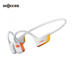 Casque sportif SHOKZ OpenRun Pro 2 a conduction osseuse, Casque sans fil à oreilles ouvertes avec bluetooth 5.3. microphone anti-bruit, IP55 résistant à l¿eau, charge rapide usb-c, blanc orange - Neuf