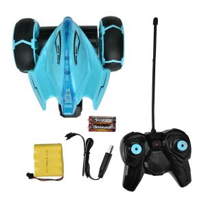 Voiture telecommandee rechargeable avec eclairage (bleu) - Neuf