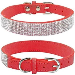 Kal-Collier Pour Chien Avec Strass, En Cuir Synthétique Doux, Taille S, Rouge - Neuf