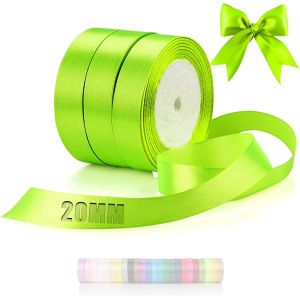 66 M Ruban En Satin 3 Rouleaux Ruban Vert Fluo Largeur 20 Mm Rubans Pour Couture Pour Mariage Baptême Anniversaire Emballage Cadeau Décoration De Table De Noël Bouquet Décoration - Neuf