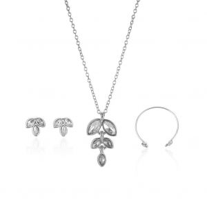 Mode Femme Feuille Strass Bijoux Ensembles Alliage Collier / Oreille Stud / Bracelet (Platine) - Neuf