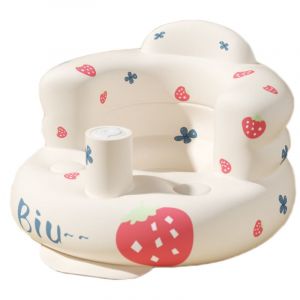 Siege Gonflable Pour Bebe En Pvc, Portable, Dessin Anime, Mignon, Pour Nourrisson, Tout-Petit, Apprentissage, Siege De Douche, Fleur De Fraise - Neuf