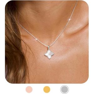 Collier Femme Avec Pendentif Tr&egrave;fle &Agrave; 4 Feuilles R&eacute;glable Cha&icirc;ne Solide Et Durable Comme Porte-Bonheur Collier Fille Bijoux Femme Or/Argent/Or Rose Cadeau Femme Fille - Neuf