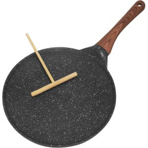 JEXNOVASHOP-Po&ecirc;le &agrave; Cr&ecirc;pes, 26.5 cm Cr&ecirc;pi&egrave;re Avec Rev&ecirc;tement Antiadh&eacute;sif et R&eacute;partiteur de P&acirc;te, Poele a Crepe Induction, Poign&eacute;e Confortable Ergonomique, Tous Feux Dont Induction, Sans PFOA, Noir - Neuf