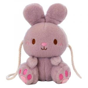 Sac à bandoulière pour enfants en forme de lapin mignon de dessin animé, sac à bandoulière en peluche avec c?ur féminin, poupée à saisir, lapin brodé-violet - Neuf