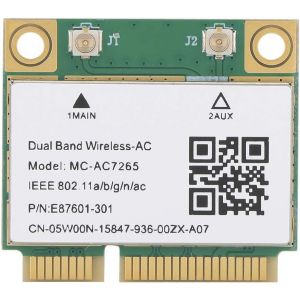 Carte R&eacute;seau MC-AC7265, Carte R&eacute;seau WiFi sans Fil Mini PCI-E Gigabit Carte Adaptateur R&eacute;seau Double Bande 2.4G/5G pour Ordinateur Portable Win7 Win 8 Win 10 - Neuf