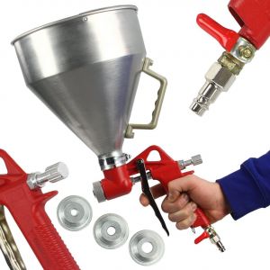CHECARZHN--NO1-Pistolet Pneumatique Pour Plâtre Avec Entonnoir En Aluminium 5L Raccord À Air 1/4'' Avec Buses De 4, 6, 8 Mm 2-4 Atmosphères, Pistolet Peinture - Neuf