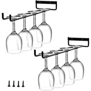 Support Mural À Verres - Marque - Modèle - Fer Forgé - Noir - Lot De 2 - Neuf