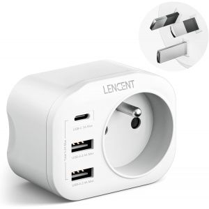 Adaptateur Prise AU Australie Chine Nouvelle-Z&eacute;lande, avec 2 Ports USB & 1 Port USB-C adapt&eacute; &agrave; AUS Prise Fran&ccedil;aise Adaptateur &eacute;lectrique M&acirc;le AU Femelle France, Type I - Neuf