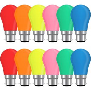 Lot De 12 Ampoule Couleur Led B22 2w,Équivalent Incandescence 20w,Baïonnette Ampoule Écoénergétique Colorée,Rouge Vert Bleu Orange Jaune Rose,Pour Mariages,Halloween,Noël,Fête - Neuf