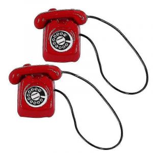 Lot de 2 mini-t&eacute;l&eacute;phones r&eacute;tro, mod&egrave;le de machine &agrave; &eacute;crire miniature, d&eacute;coration de sc&egrave;ne - Neuf