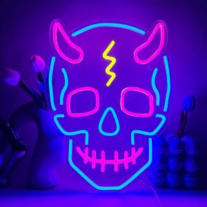 Cr&acirc;ne Neon Sign Halloween Enseigne Lumineuse D&eacute;coration N&eacute;on Lumi&egrave;res Cr&acirc;ne Led Signe Usb Enseigne Au N&eacute;on Pour Chambre Magasin Bar Partie D&eacute;coration Halloween Murale - Neuf