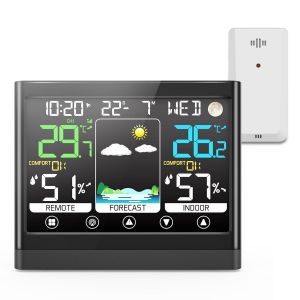 SUBZONAL-Station Meteo Interieur Exterieur Sans Fil avec Capteur Thermom&egrave;tre Hygrom&egrave;tre LCD &Eacute;cran Couleur avec Alerte Temp&eacute;rature M&eacute;t&eacute;o Pr&eacute;visions DCF Radio Phase de la Lune Snooze R&eacute;veil - Neuf
