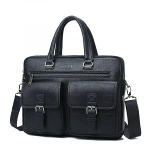 JEEP BULUO Marque Man'sBusiness Sac Cartable 2 pcs/set Split En Cuir De Haute Qualité Hommes Sacs de bureau Pour 13. Pc portable 3 pouces A4 décontracté - Black 8006 - Neuf