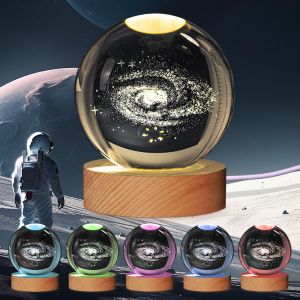 Eryi-Veilleuse Solaire 3d En Forme De Boule De Cristal - 8,9 Cm - 7 Couleurs Changeantes - Pour Décoration De Chambre À Coucher - Cadeau De Noël D'anniversaire Pour Garçons Et Filles (Lampe - Neuf
